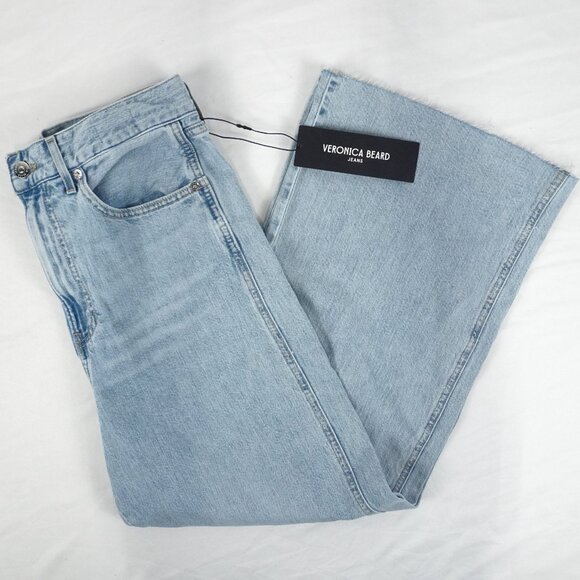 Veronica Beard Taylor Cropped High Rise Wide Jeans in Pale Stone - Size 29 (NWT) - Picture 2 of 13